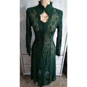 Dawn Joy Lace Embroidered Sheer Dress Green 4p Whimsygoth Vintage Y2K Fairy